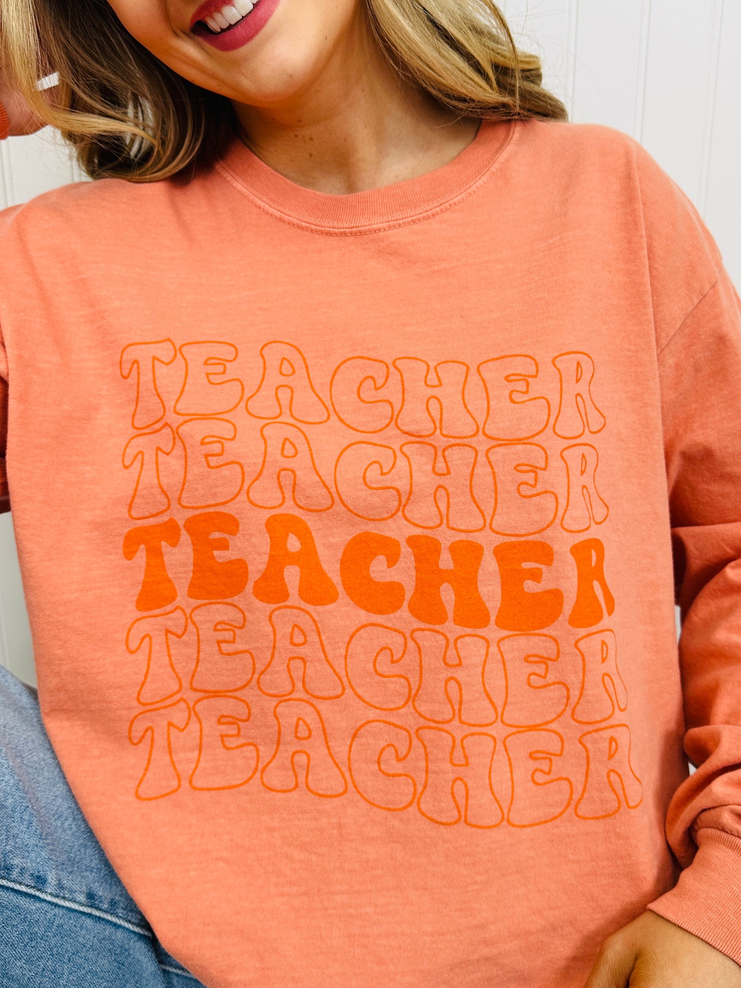 Teacher Graphic Long Sleeve Tee in Multiple Colors
