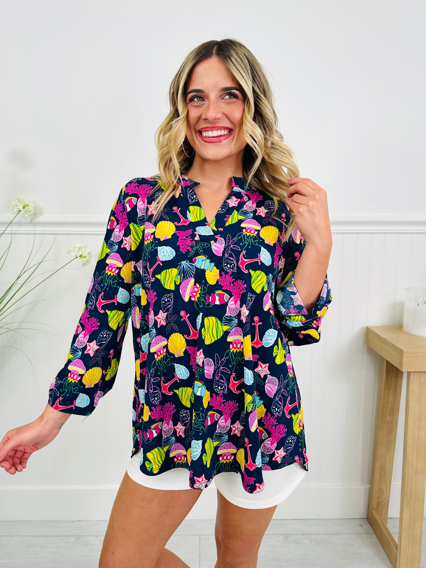 Sweet Like Spring Top in Nantucket Print