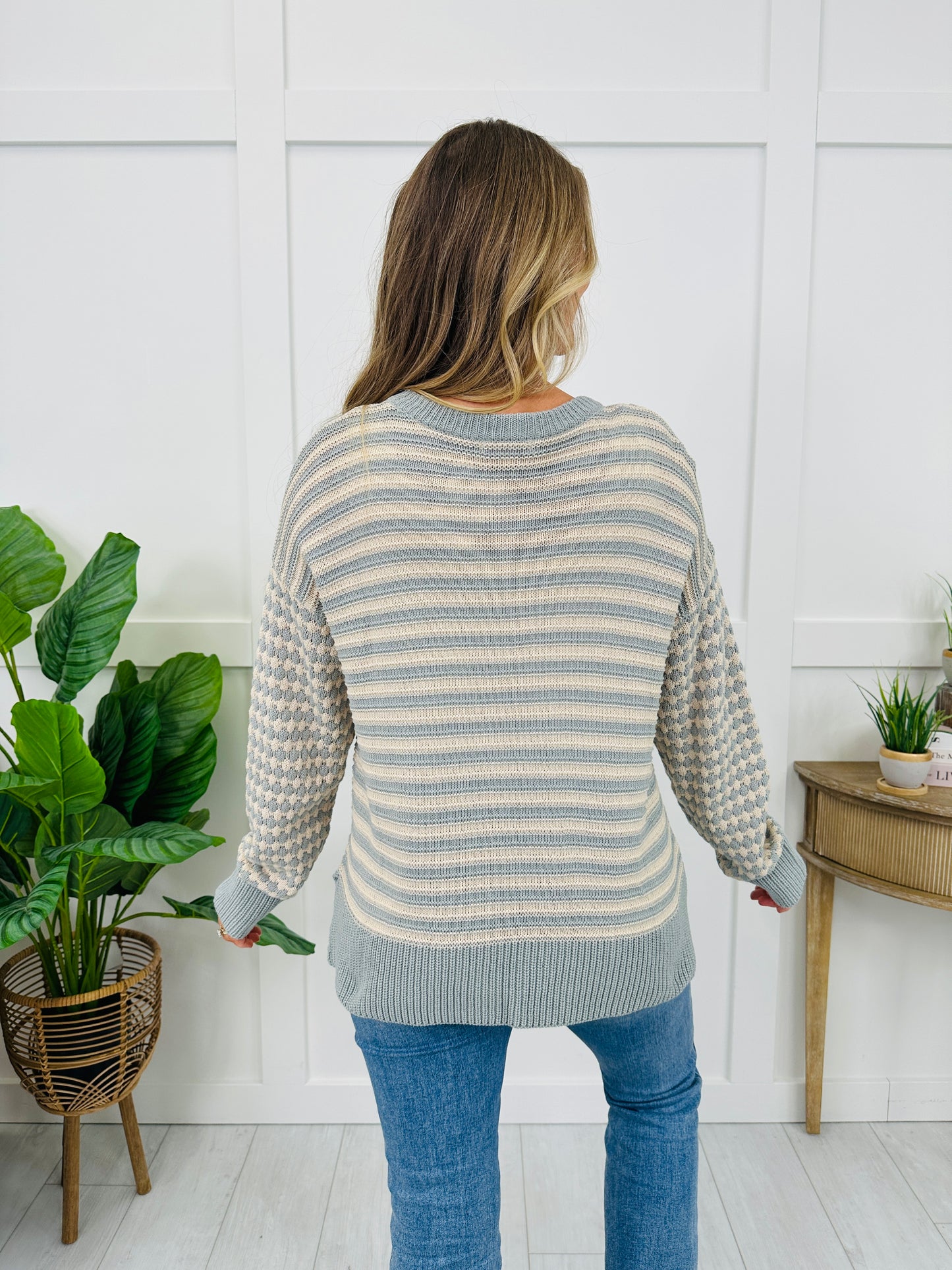 Cozy In Every Line Sweater in G. Mint/Cream