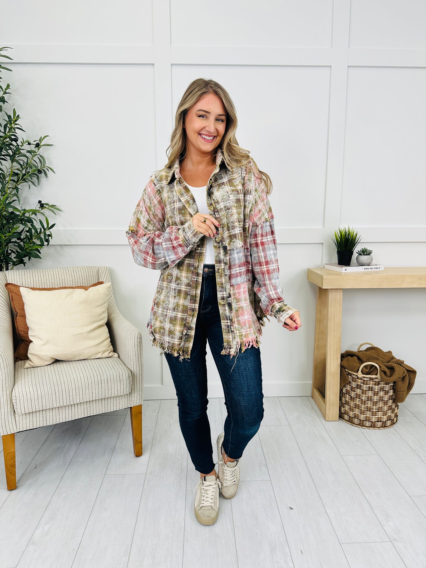 Until The Fire Burns Out Top in Olive