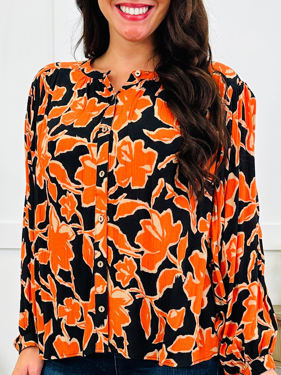 Spiced Blooms Top In Black Pumpkin