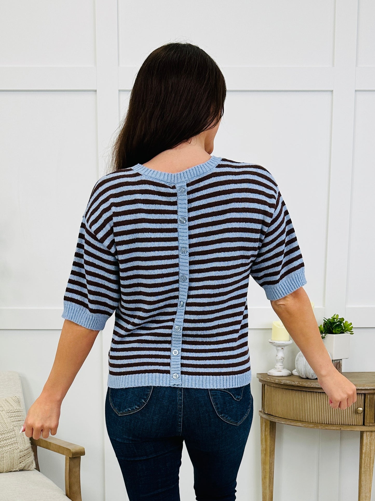 Sunday Stroll Stripe Top In Chocolate Brown