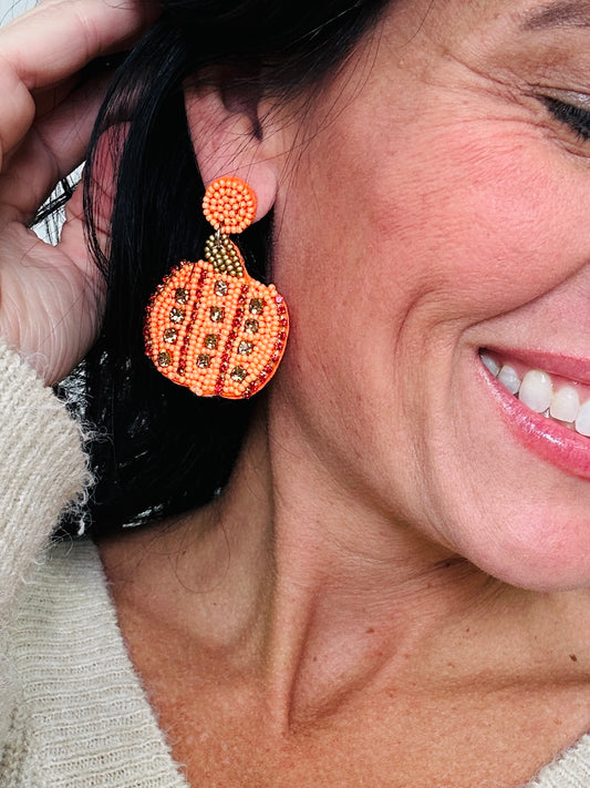 Amber Orchard Pumpkin Earrings