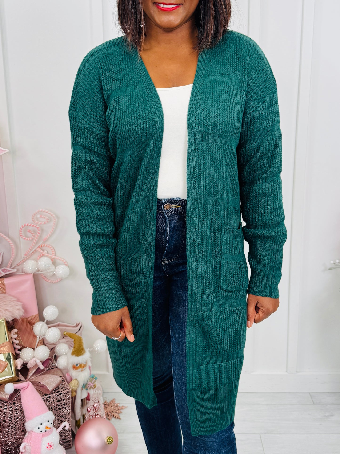 Pockets Full Of Calm Cardigan in Hunter Green
