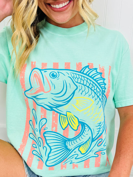 Retro Striped Bass Graphic Tee
