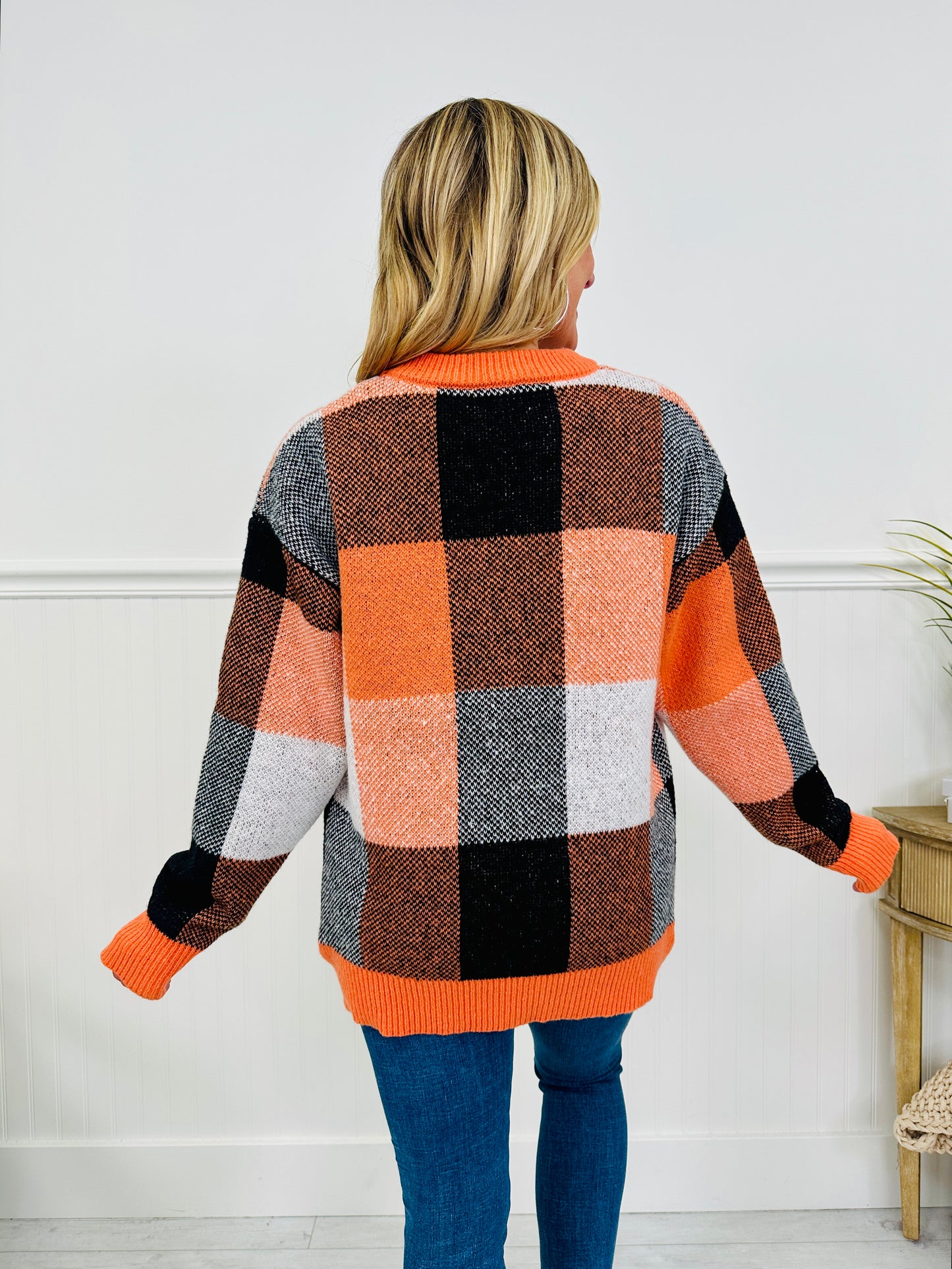 Pumpkin Patch Plaid Sweater