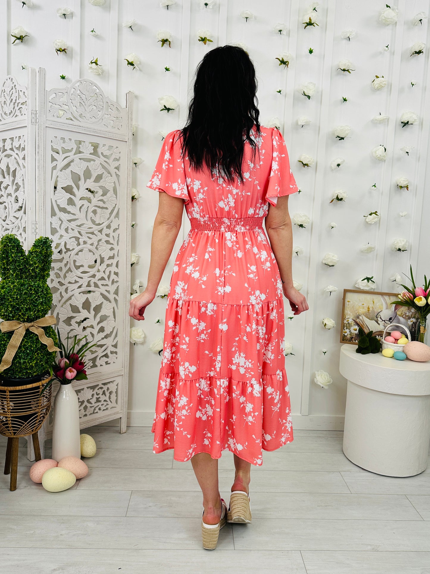 Sunday in Petals Dress In Coral