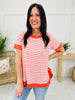 Morning Streaks Top in Off White/Coral