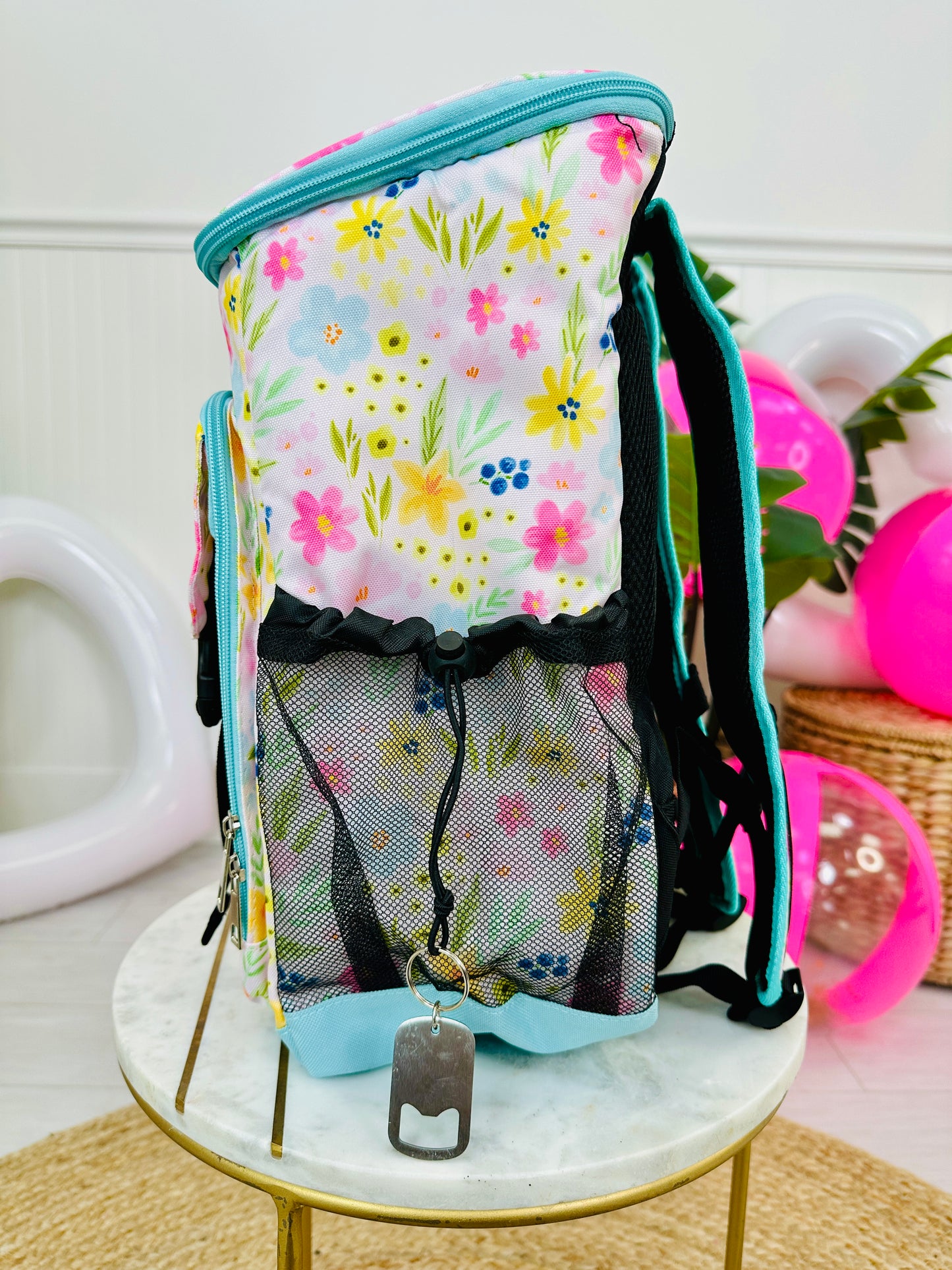 Flower Print Backpack Cooler