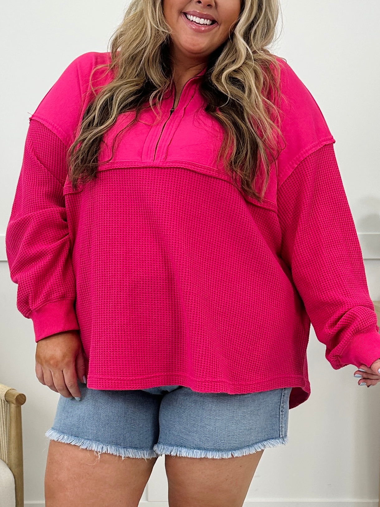 Restock! REG/CURVY MOCO Exclusive The Perfect Mix Pullover In Magenta