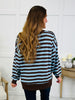 Easy Street Stripe Top In Mocha Blue