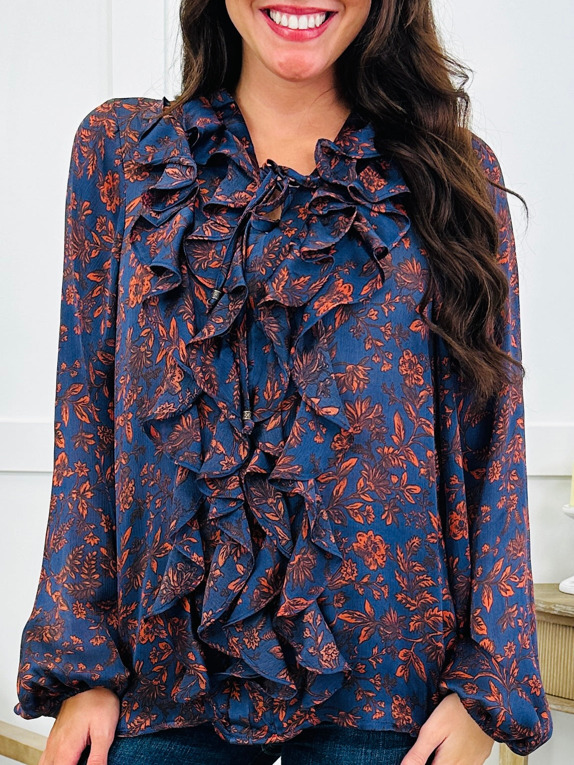 Rust & Ruffles Top In Moon River
