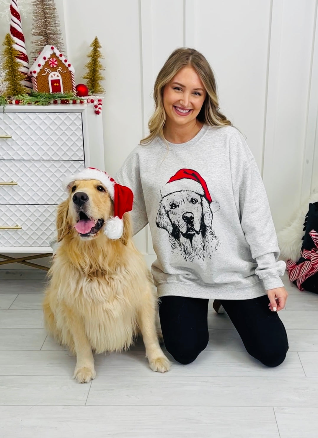 Jolly Golden Retriever Graphic Crewneck Sweatshirt