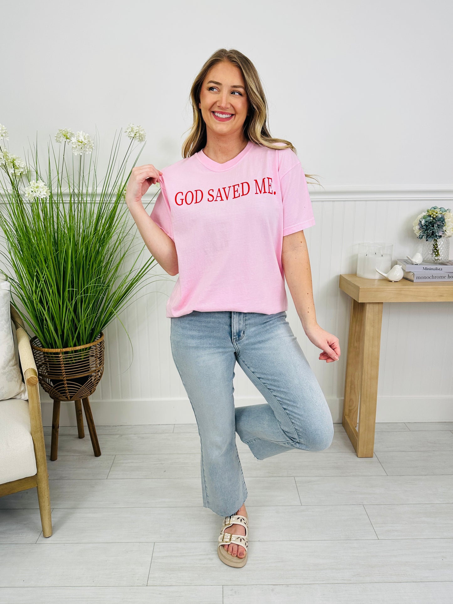 God Saved Me Graphic Tee in Multiple Colors