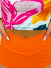 High Waisted V-Cut Swim Bottoms in Orange