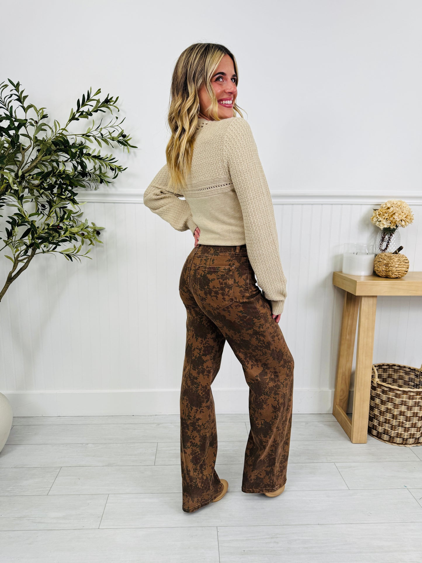 Vintage Bloom Tummy Control Wide Leg Jeans