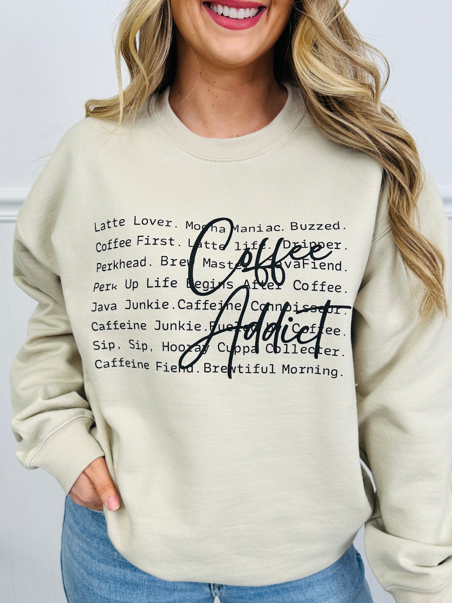 Coffee Addict  Graphic Crewneck Sweatshirt