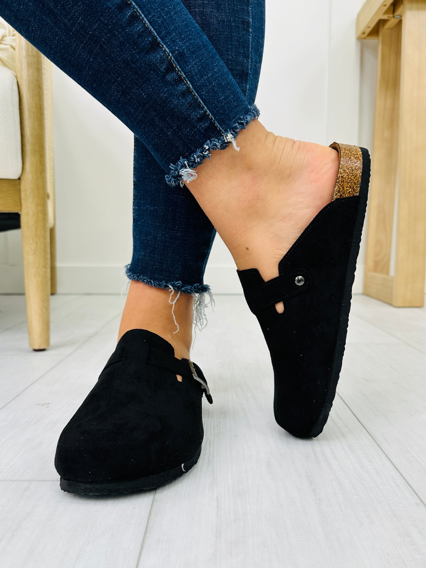 Buckle And Stroll Clogs In Black Suede