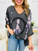 Floral Peace Harmony Top In Charcoal/Black