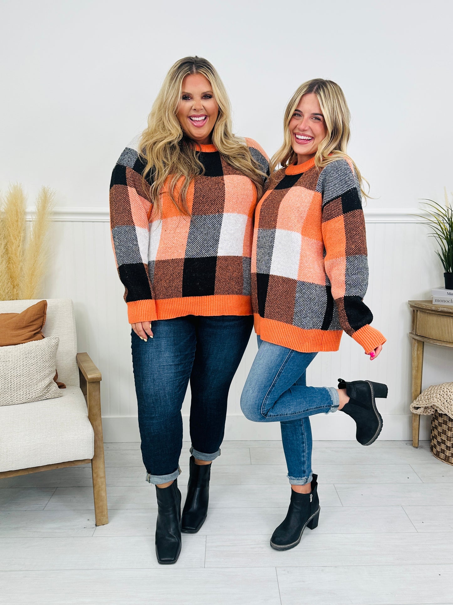 Pumpkin Patch Plaid Sweater