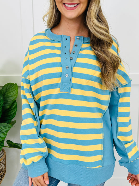 Play It Cool Pullover in Yellow/Blue