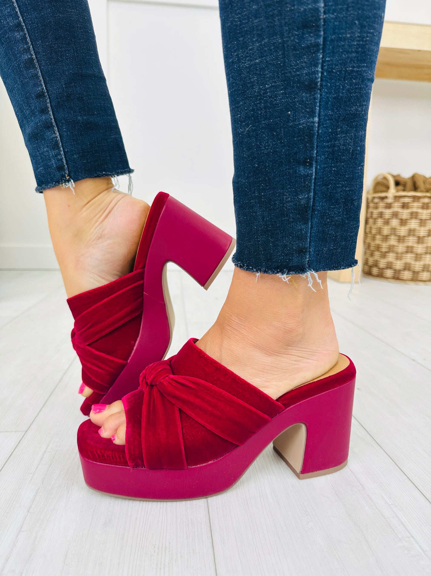 Velvet Voltage Heels in Fuchsia