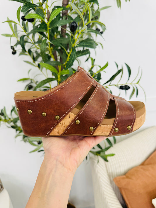 Studded Bliss Wedges In Whiskey