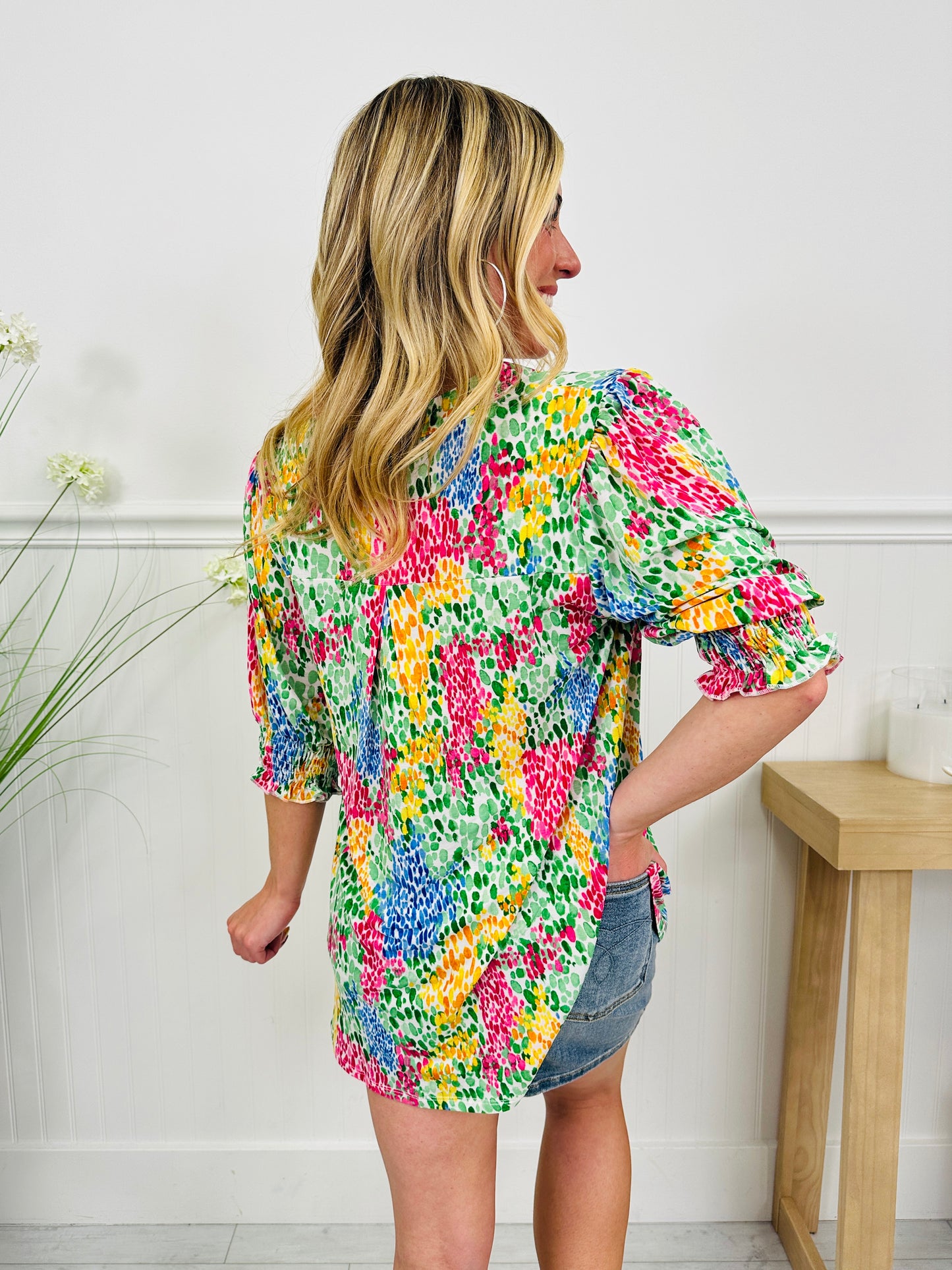 Step Into Spring Top Nantucket Print
