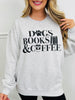 Dogs Books & Coffee Graphic Crewneck Sweatshirt