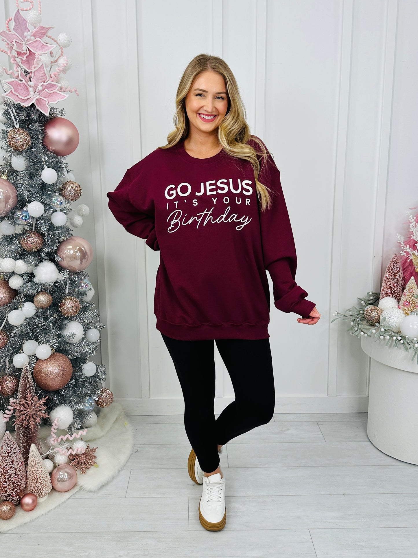Go Jesus It's Your Birthday Graphic Crewneck Sweatshirt