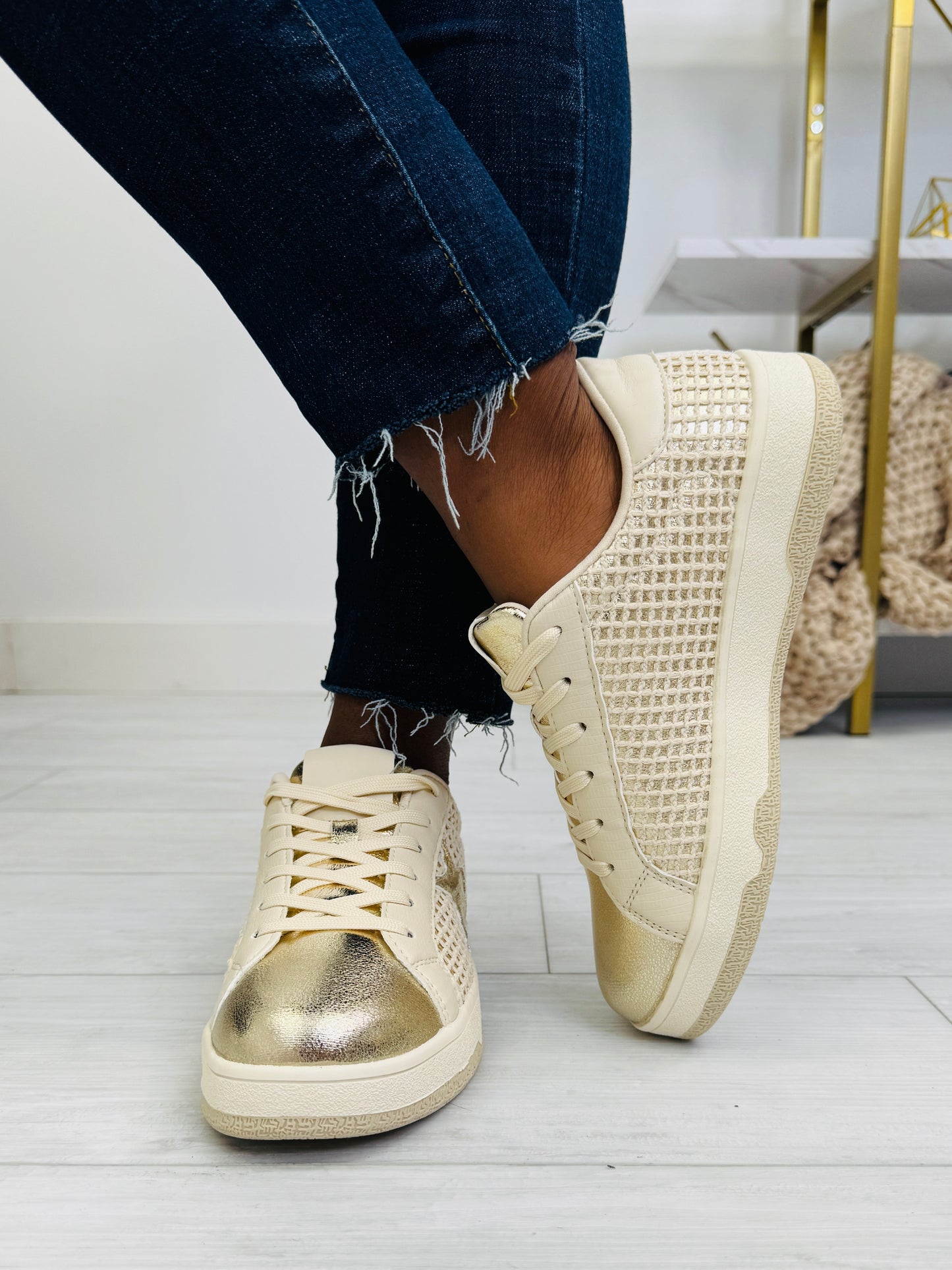 On The Bright Side Sneakers In Gold