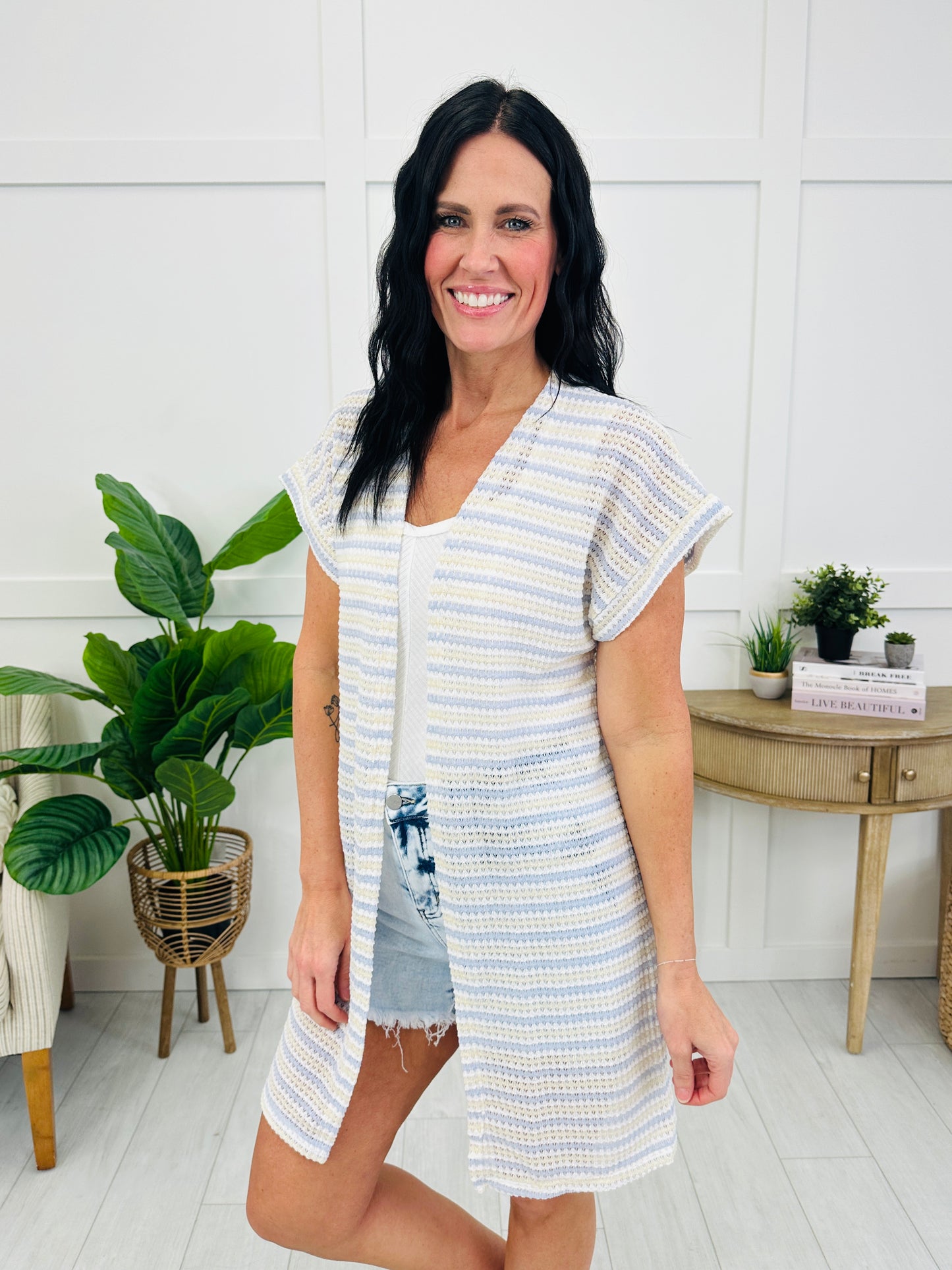 Earn Those Stripes Cardigan In Blue
