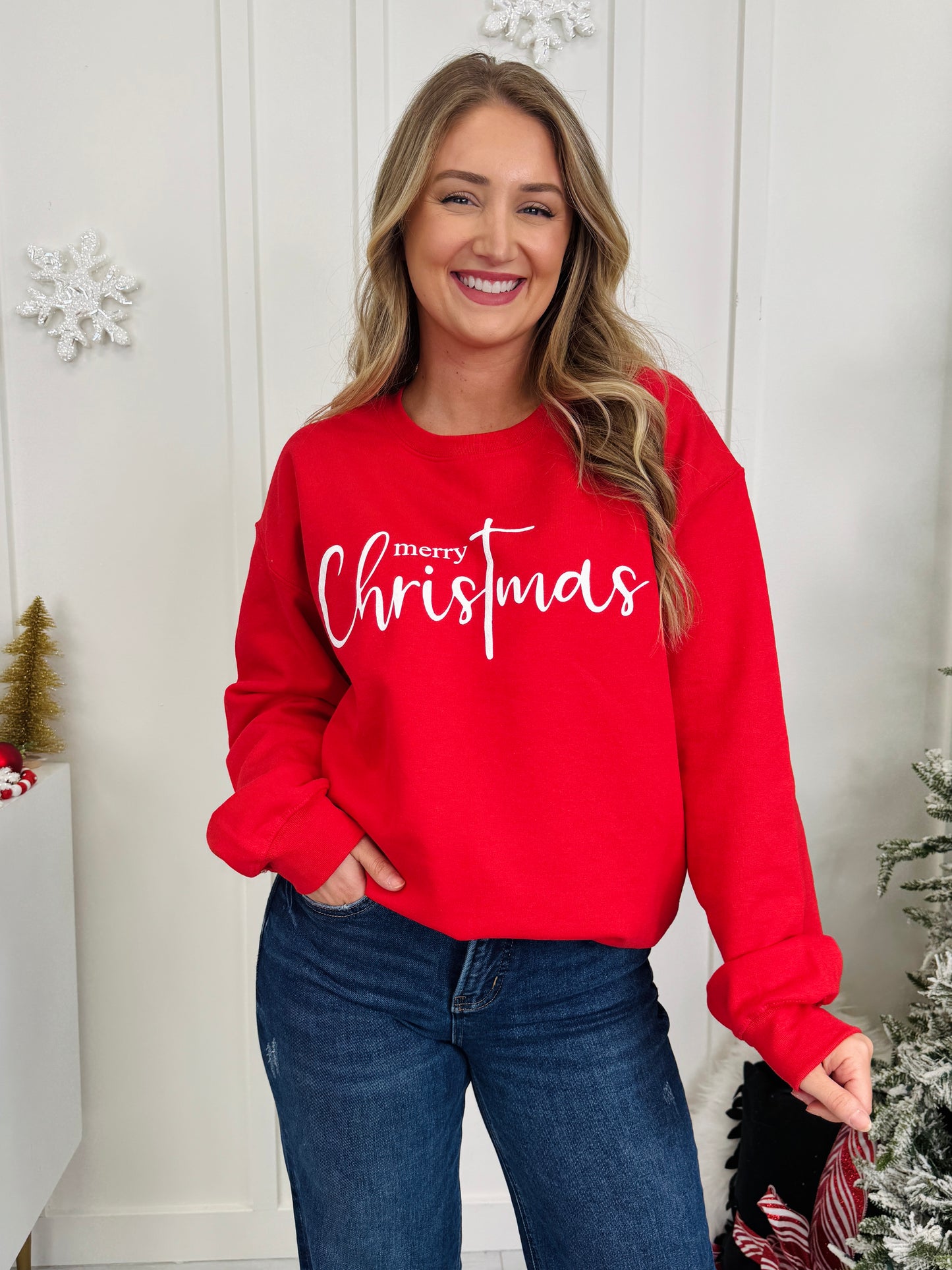 Merry Christmas Graphic Crewneck Sweatshirt