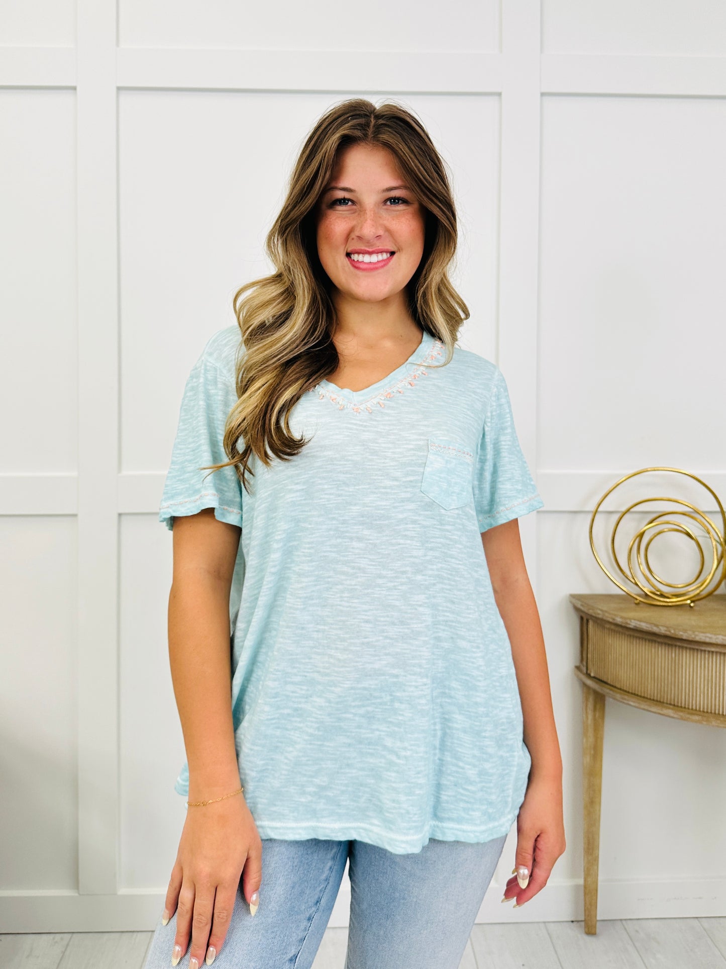 The Finishing Touch Top In Aqua