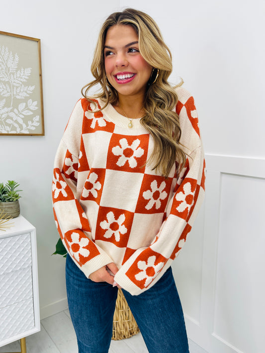 Checkerboard Bloom Sweater