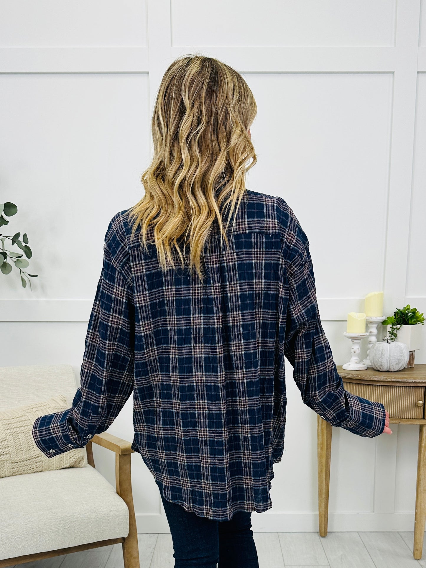 Fall for Plaid Top Navy