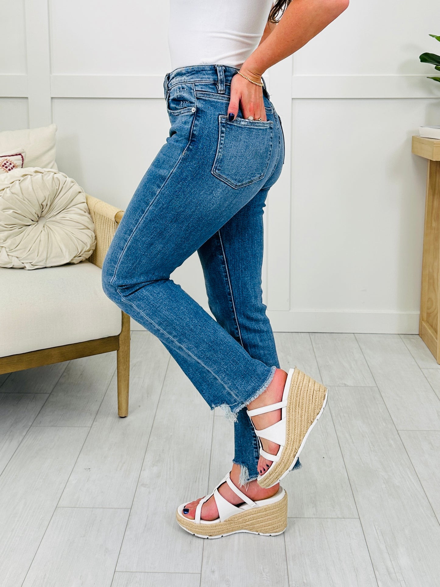 Step It Up Mica Straight Leg Step Hem Jeans