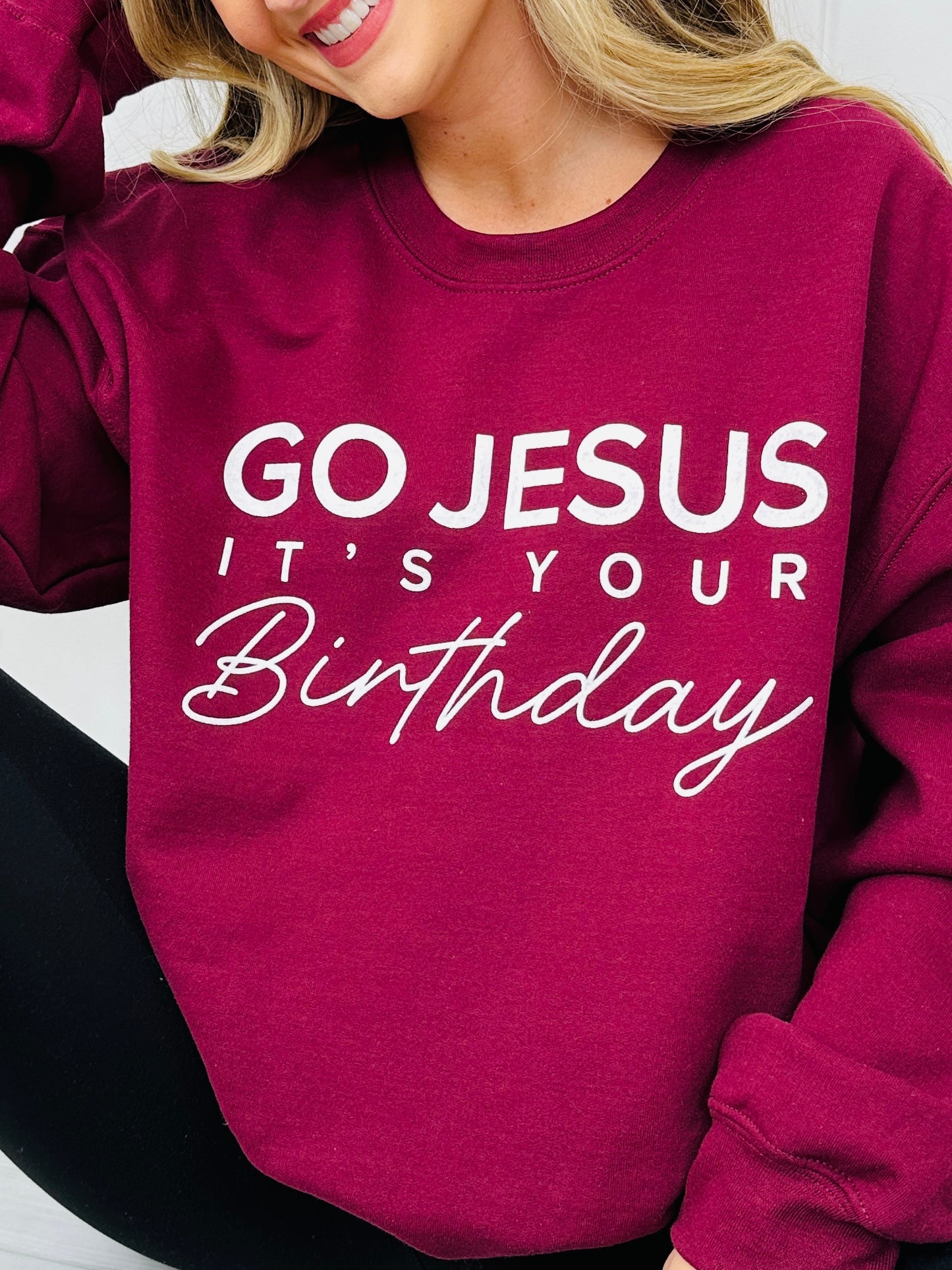 Go Jesus It's Your Birthday Graphic Crewneck Sweatshirt