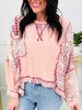 Cloud Nine Patchwork Top In Powder Pink