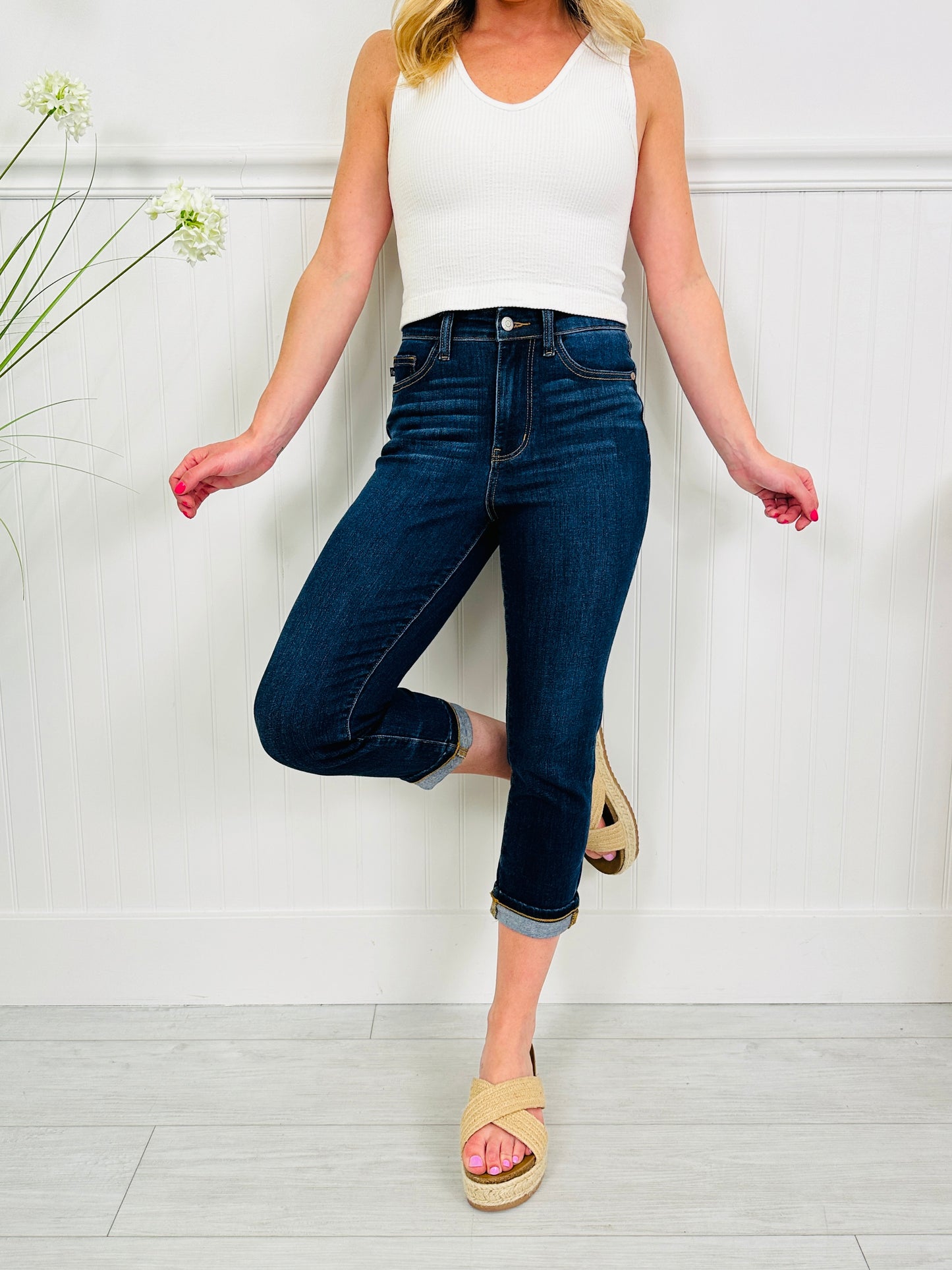 Judy Blue New Beginnings Cuffed Capri Jeans