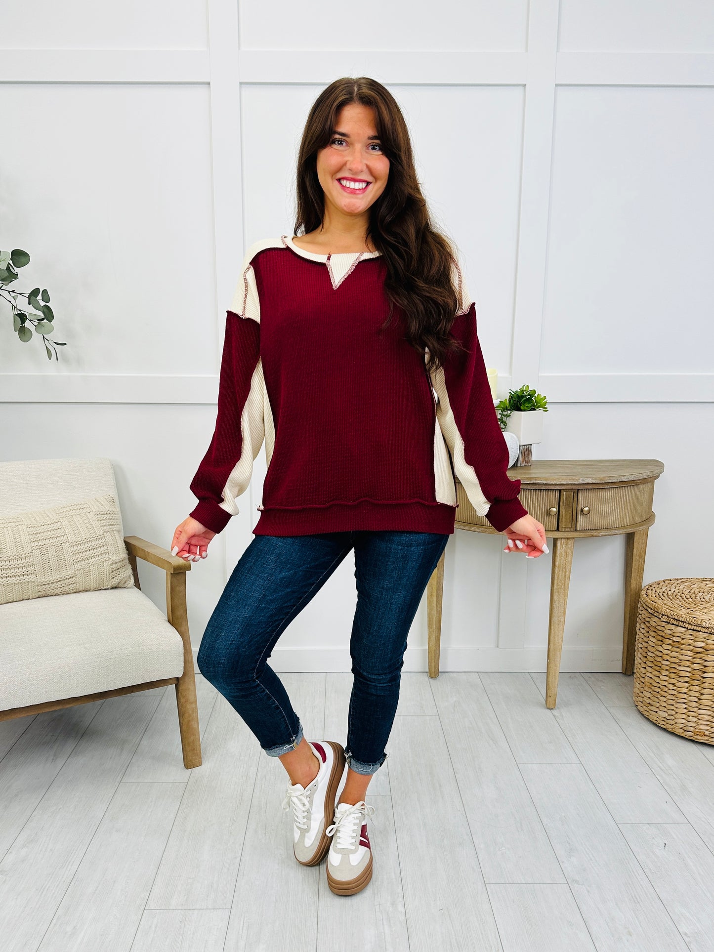Café Cozy Sweatshirt In Burgundy