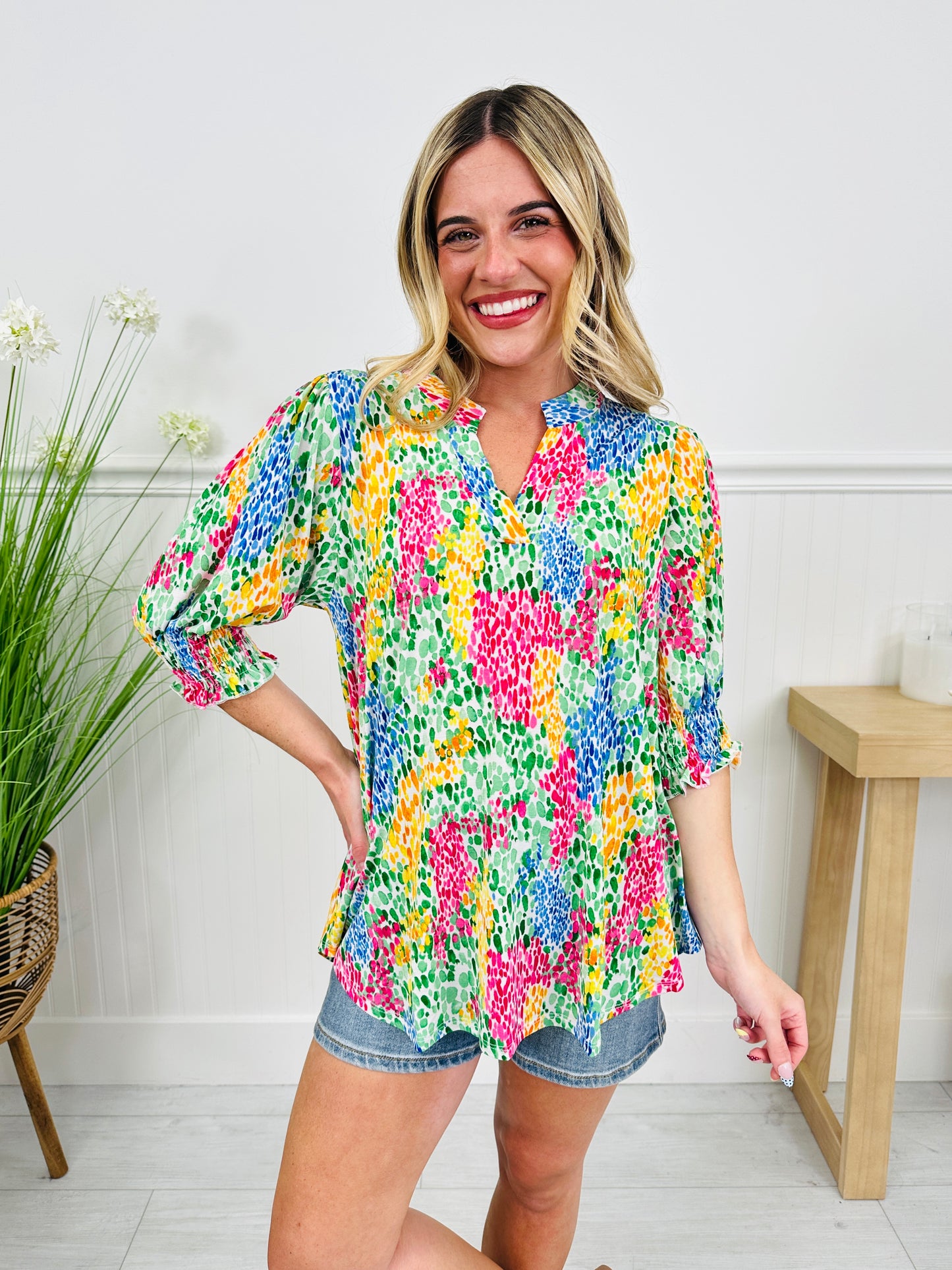 Step Into Spring Top Nantucket Print
