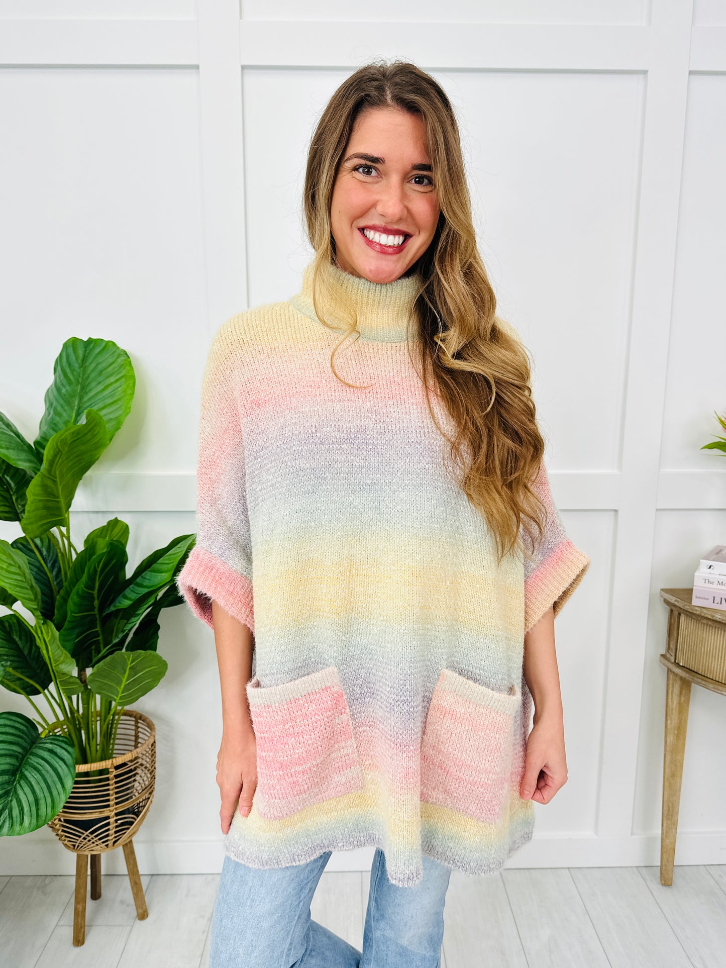 Rainbow Ombre Short-Sleeve Sweater
