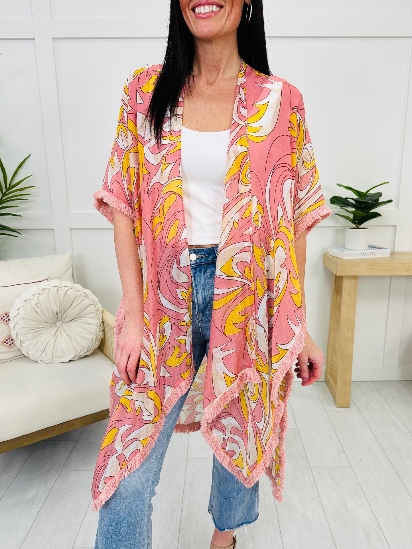 Weekend Hangs Kimono In Pink Multi