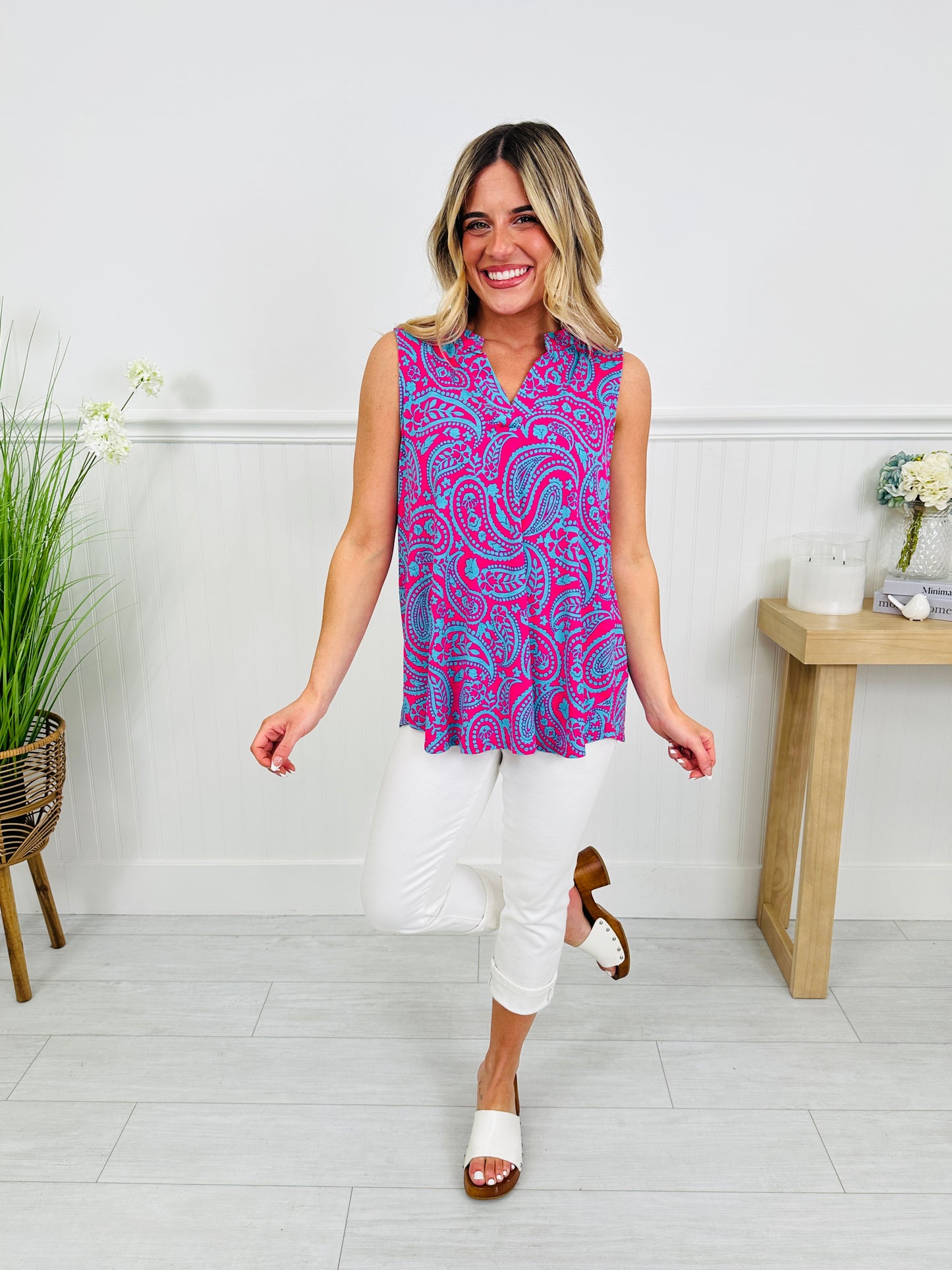Sunshine Energy Top in Palm Springs Print