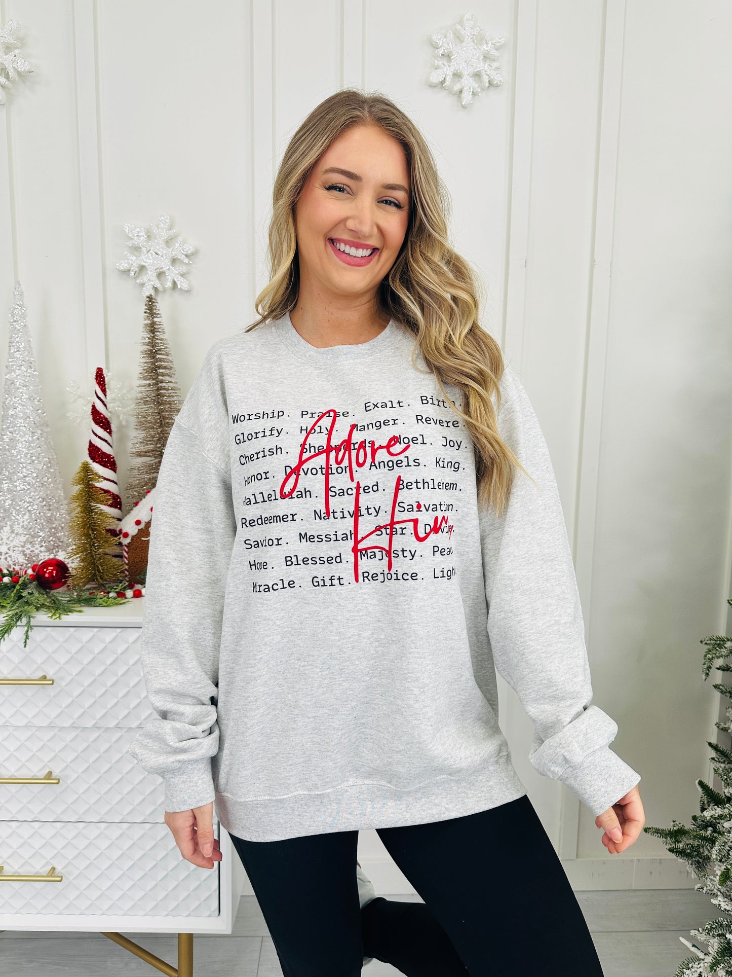 Adore Him Graphic Crewneck Sweatshirt