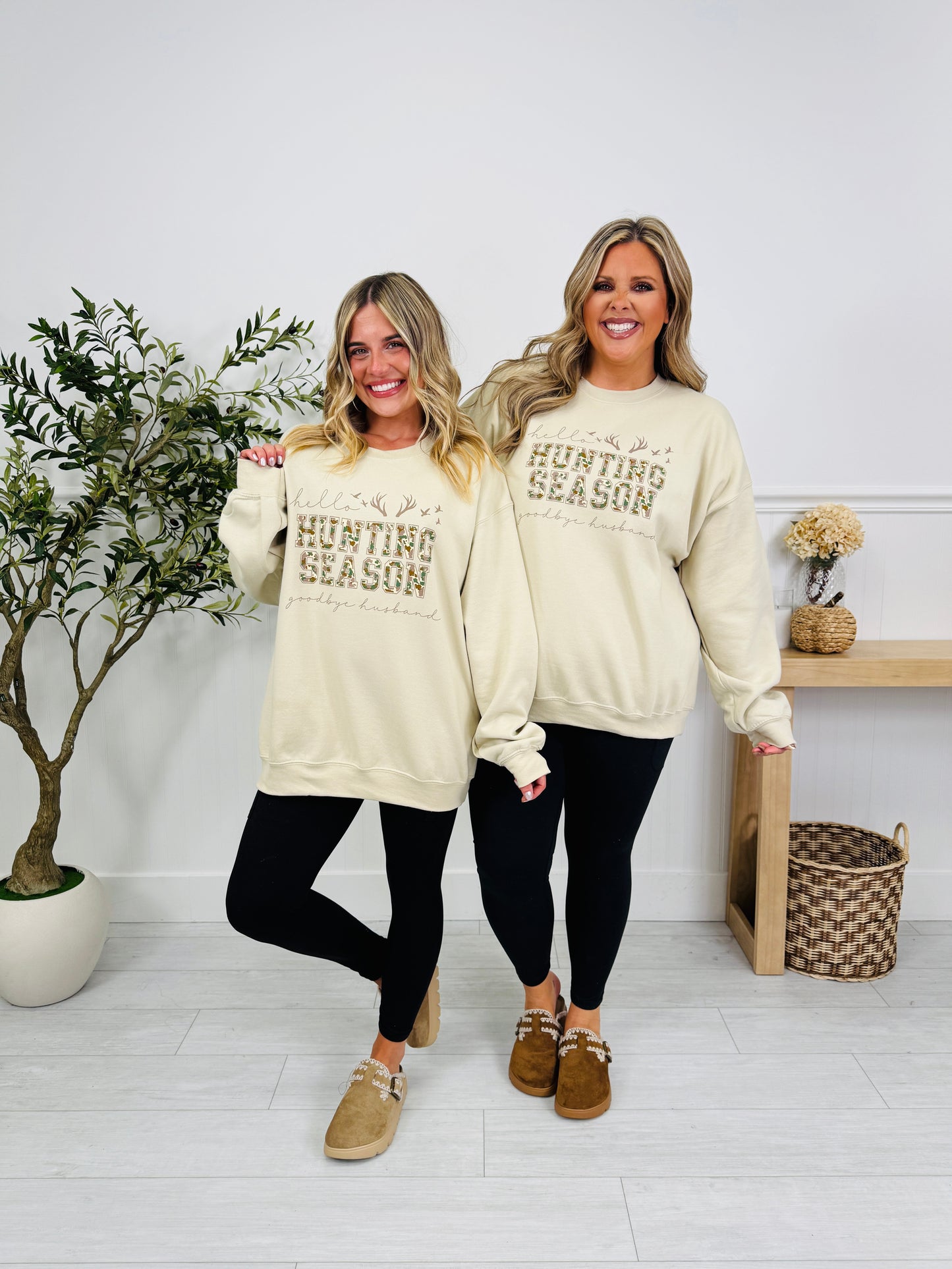 Hello Hunting Season, Goodbye Husband Graphic Crewneck Sweatshirt