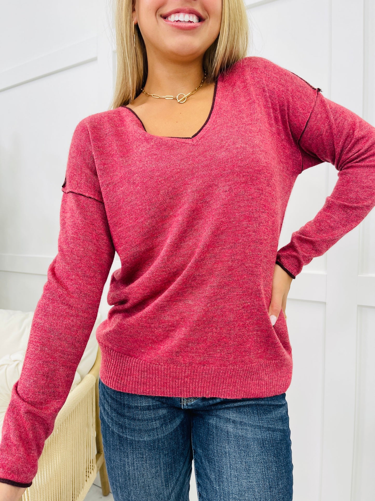 Comfortable Contrast Sweater- Multiple Colors!