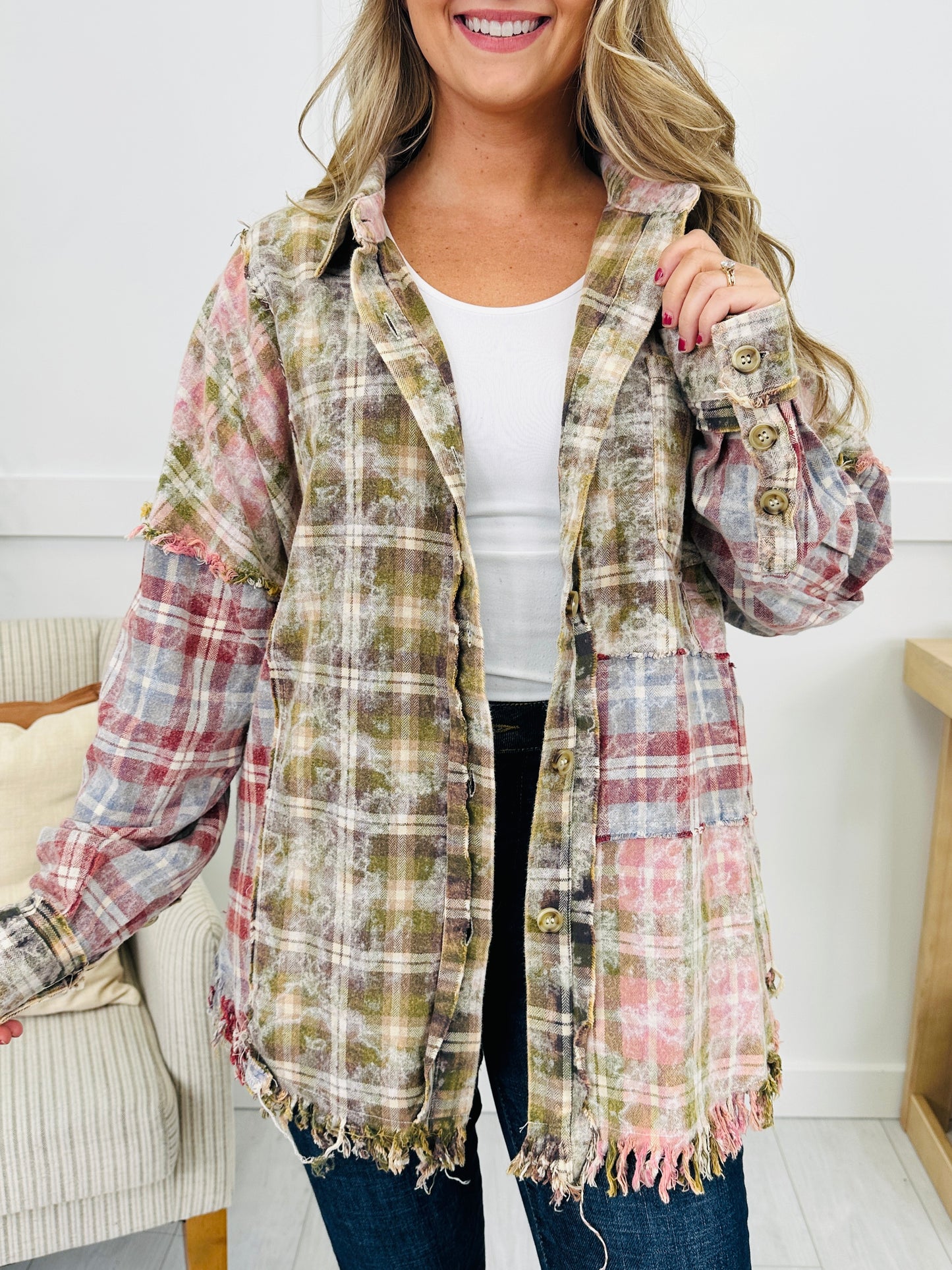 Until The Fire Burns Out Top in Olive