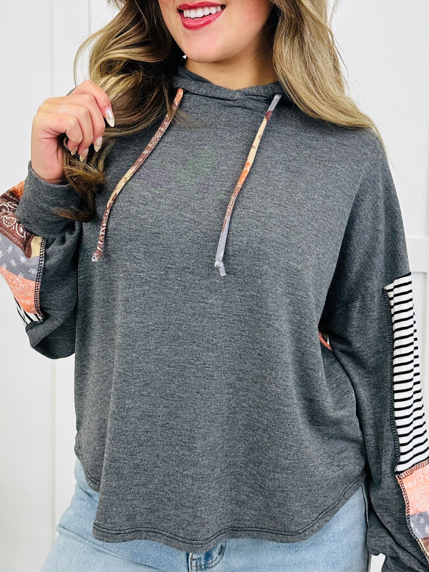 Patchwork Path Hoodie in Charcoal